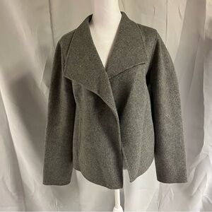 Talbots Gray 90% Wool Blend‎ Open Front Cardigan-Jacket L